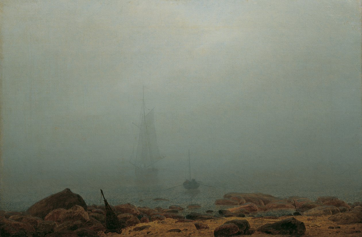 Saksa: Meeresstrand im Nebel Merenranta sumussa tekijältä Caspar David Friedrich