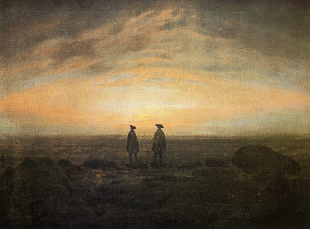 Saksa: Zwei Männer am Meer Kaksi miestä meren rannalla tekijältä Caspar David Friedrich
