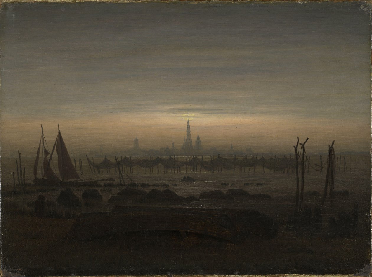 Greifswald kuunvalossa tekijältä Caspar David Friedrich