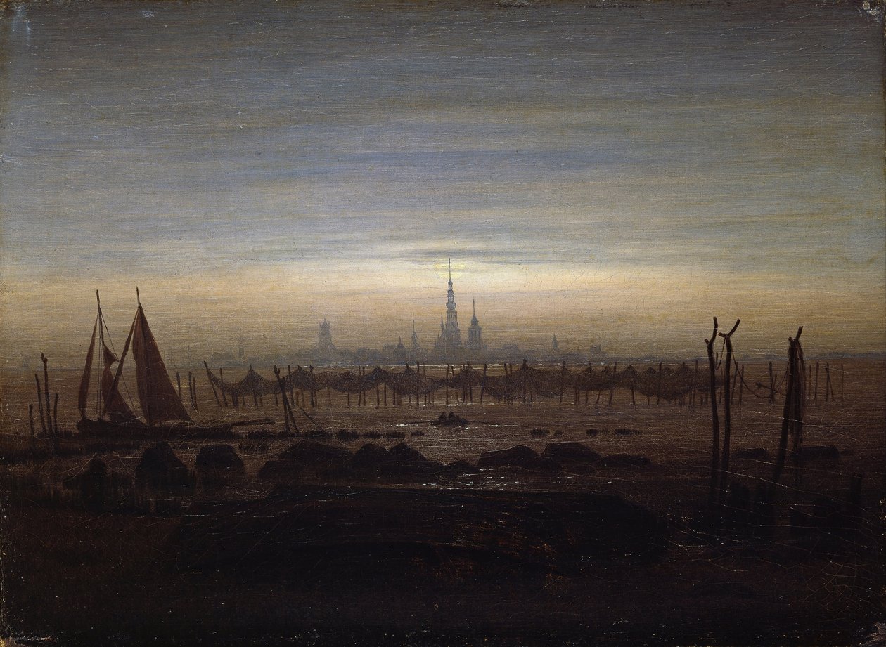 Greifswald kuunvalossa tekijältä Caspar David Friedrich
