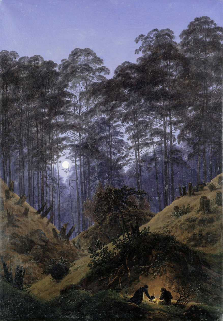 Metsän sisäosa kuunvalossa tekijältä Caspar David Friedrich