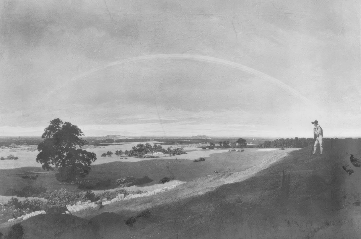 Landschaft mit Regenbogen tekijältä Caspar David Friedrich