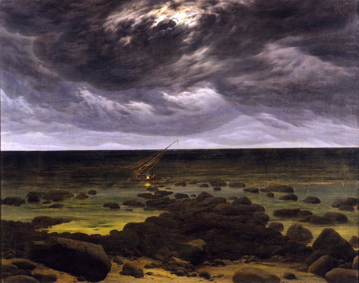 Merenranta kuunvalossa tekijältä Caspar David Friedrich