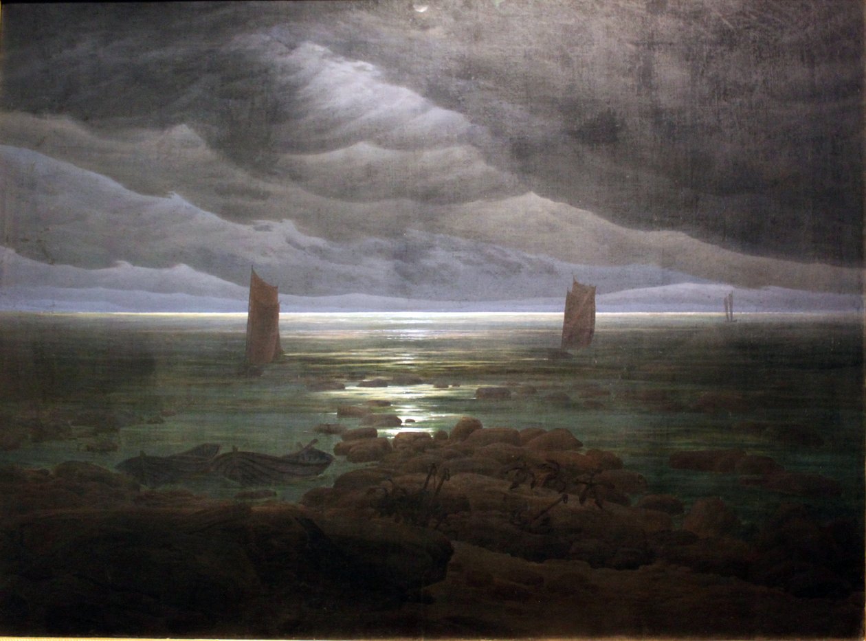 Merenranta kuunvalossa tekijältä Caspar David Friedrich