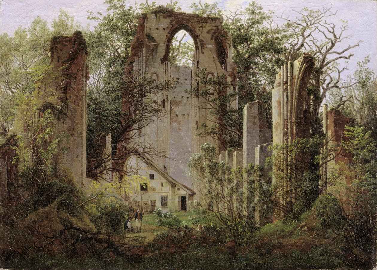 Eldenan luostarin raunio lähellä Greifswaldia, noin 1825. tekijältä Caspar David Friedrich