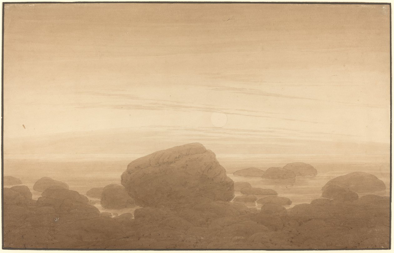 Kuunnousu tyhjällä rannalla tekijältä Caspar David Friedrich