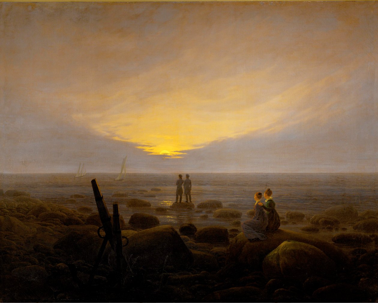 Kuun nousu meren yllä tekijältä Caspar David Friedrich