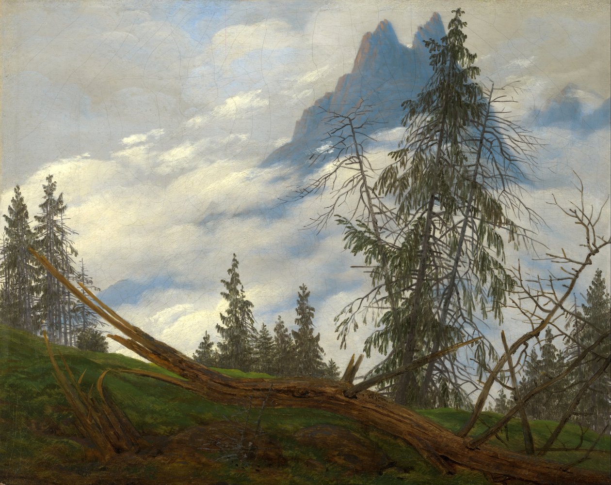 Vuorenhuippu ja leijuvat pilvet tekijältä Caspar David Friedrich