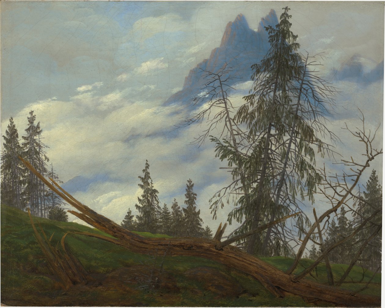 Vuorenhuippu ja leijuvat pilvet tekijältä Caspar David Friedrich