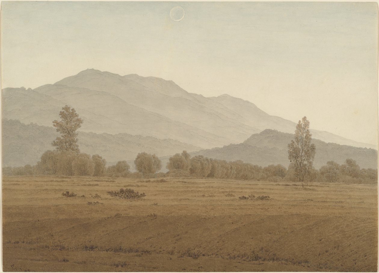 Uusikuu Riesengebirge-vuorten yläpuolella tekijältä Caspar David Friedrich