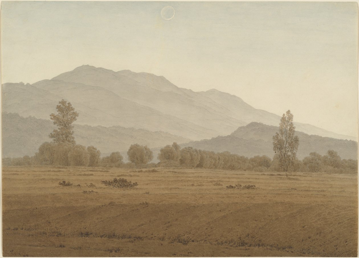 Uusikuu Riesengebirge-vuorten yläpuolella tekijältä Caspar David Friedrich