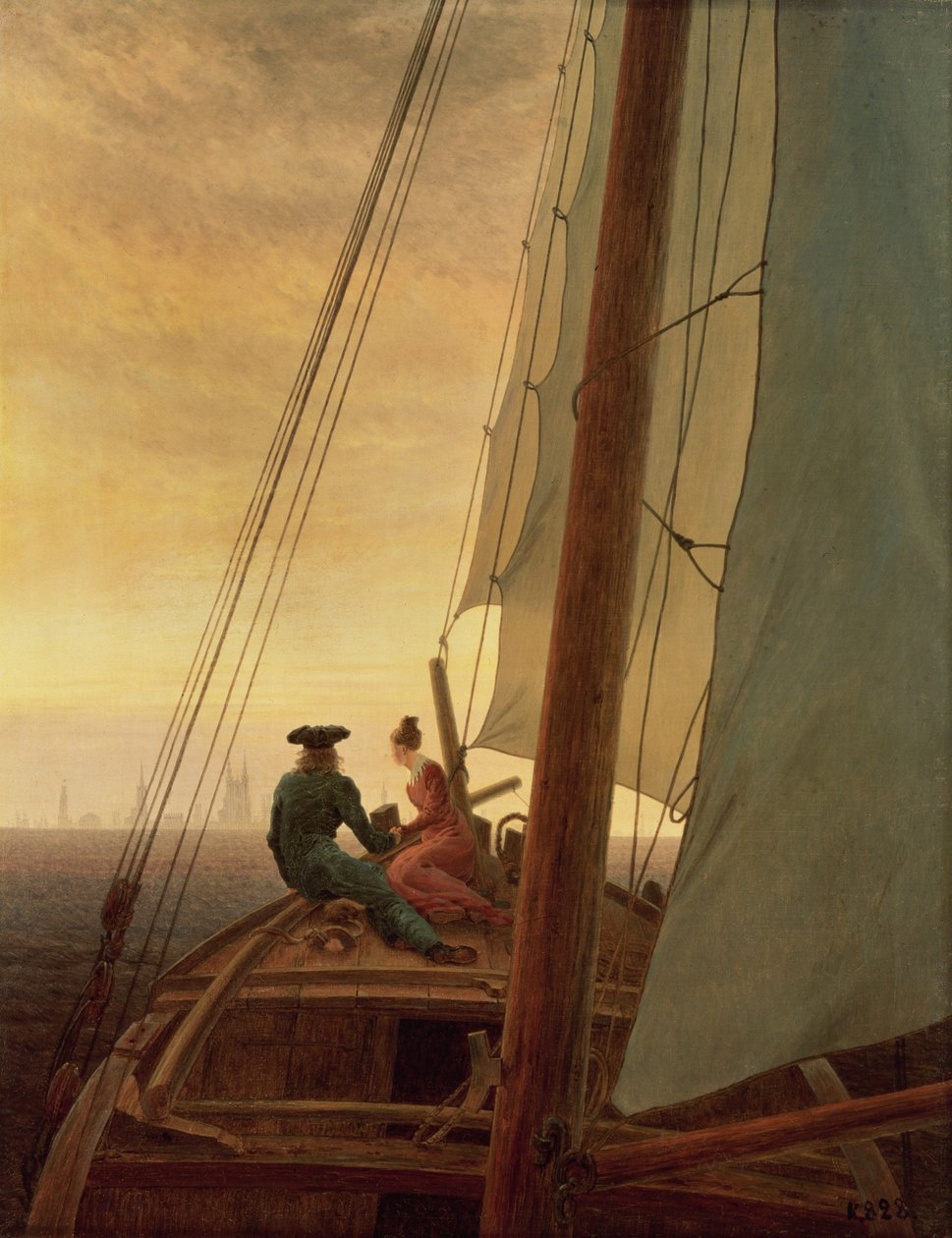 Purjelaivalla tekijältä Caspar David Friedrich