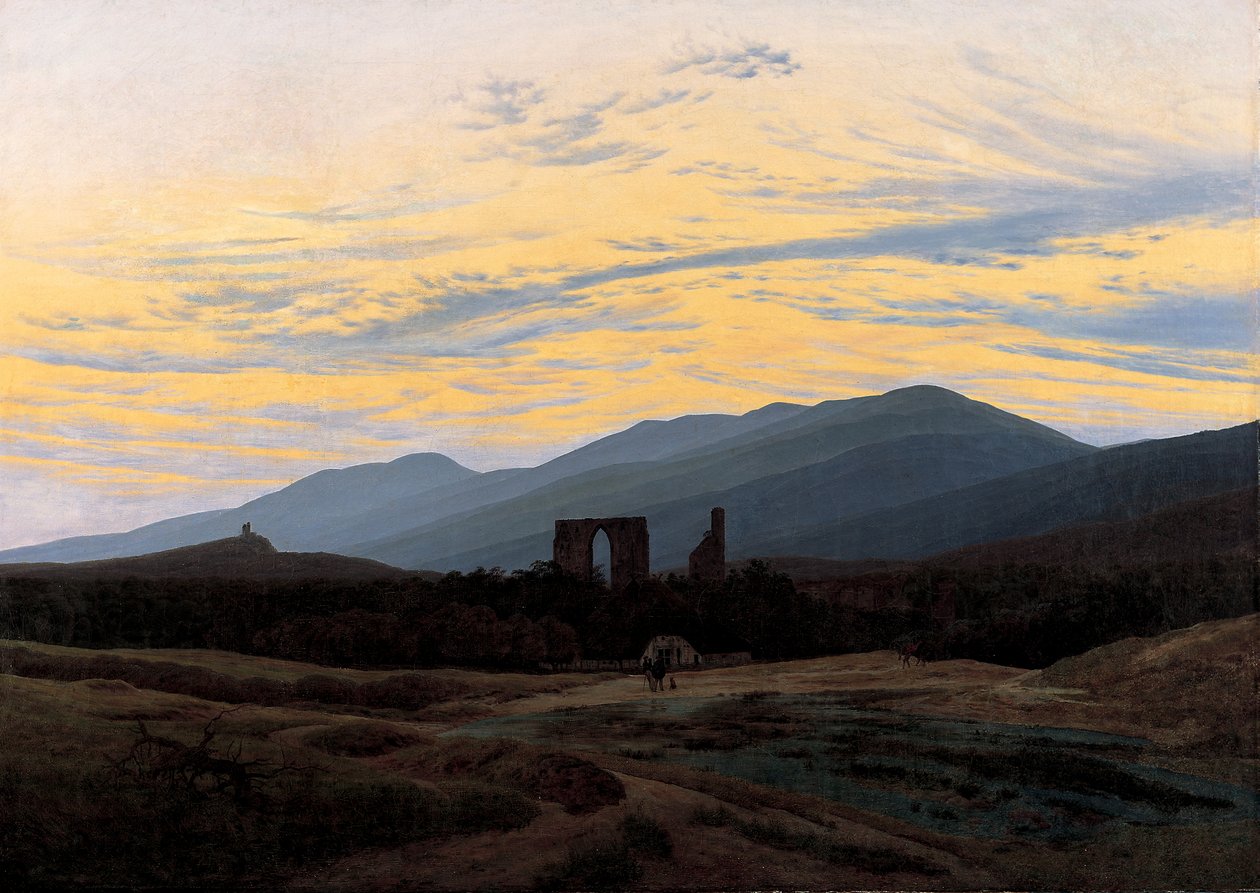Eldena Abbeyn rauniot Riesengebirgessä, noin 1834 tekijältä Caspar David Friedrich