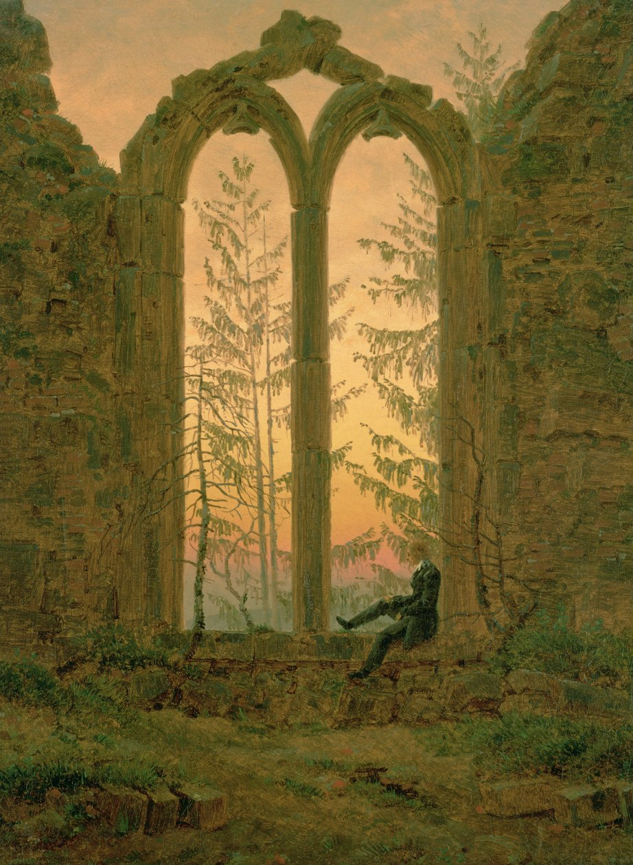 Oybinin luostarin rauniot (Unelmoija) 1835-40 (öljy kankaalle) tekijältä Caspar David Friedrich