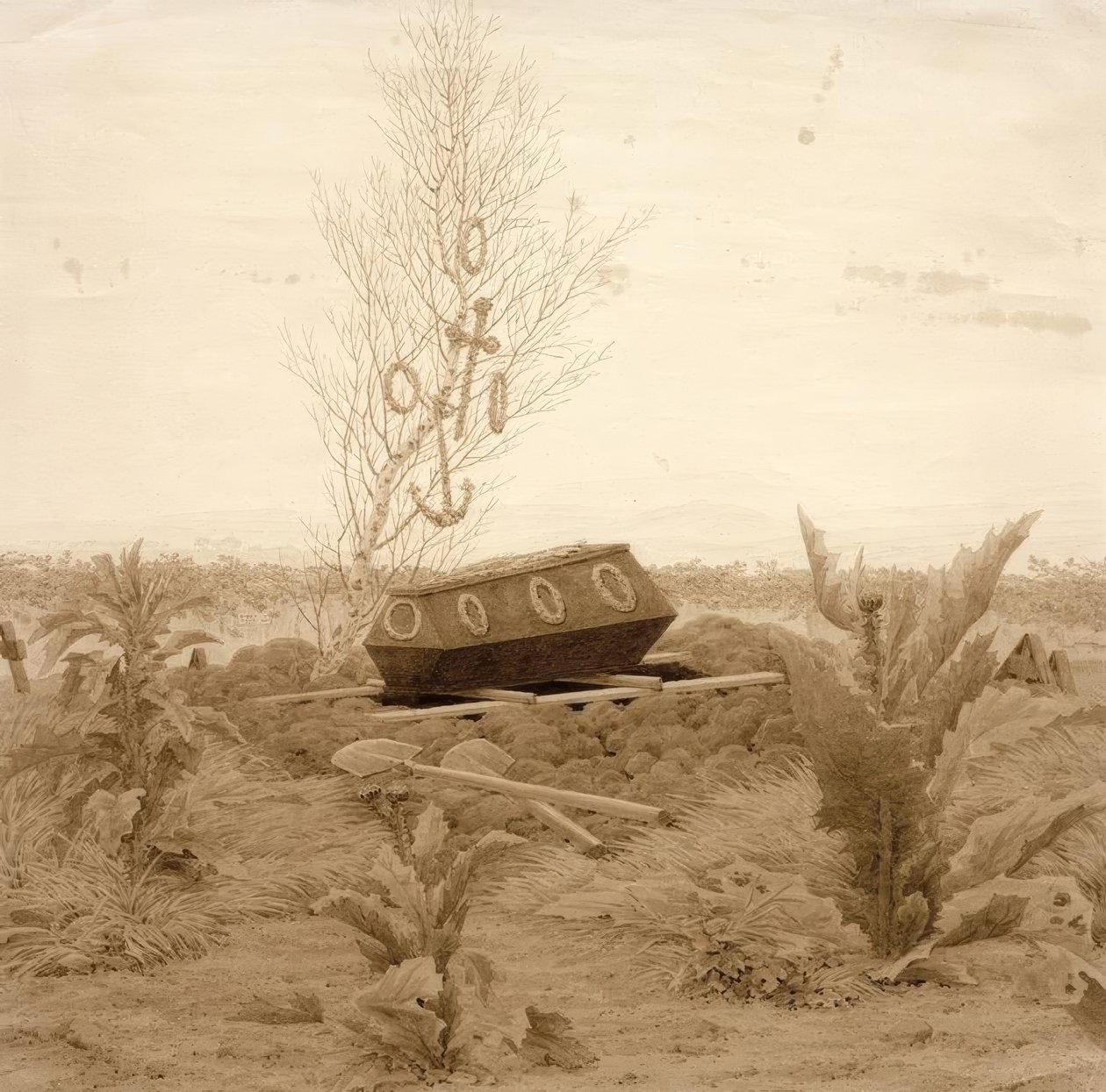 Sarg auf einem frischen Grab tekijältä Caspar David Friedrich