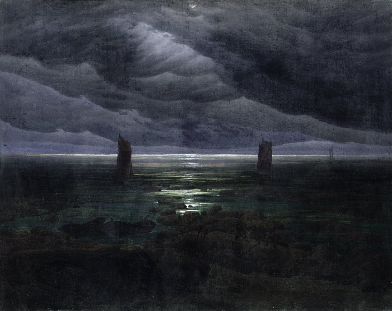 Meren ranta kuunvalossa tekijältä Caspar David Friedrich