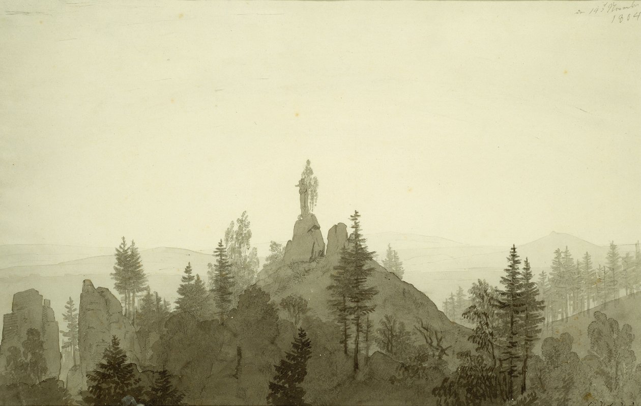 Madonnan patsas vuoristossa tekijältä Caspar David Friedrich