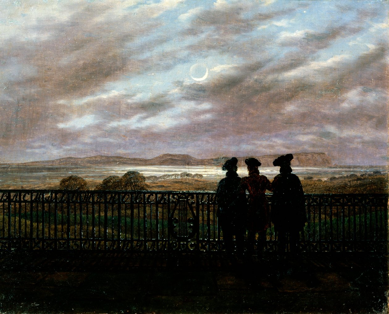 Runoilijat V.A. Žukovski, S.I. Turgenev ja A.I. Turgenev, 1820-luvun loppu tekijältä Caspar David Friedrich