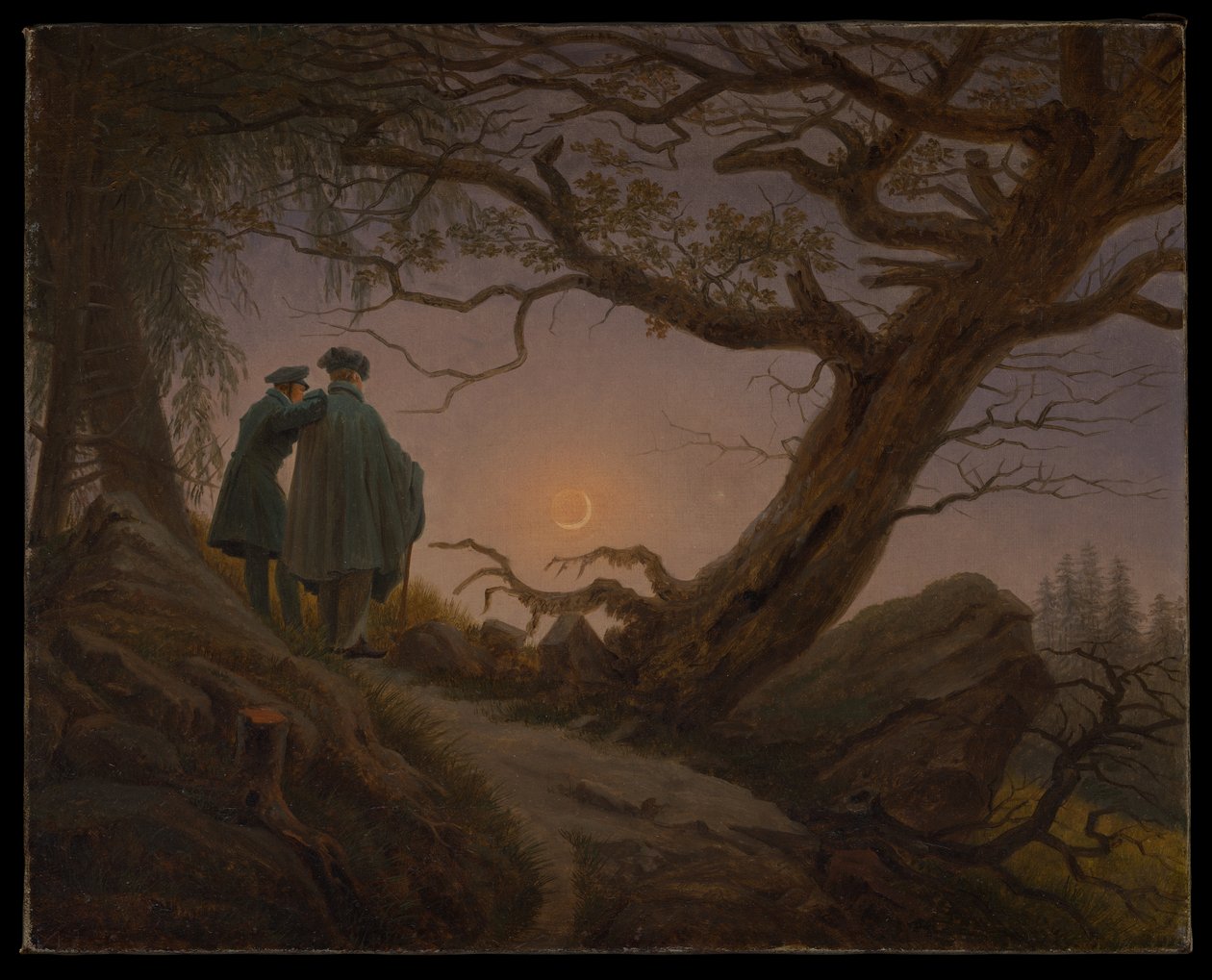 Kaksi miestä katselee kuuta tekijältä Caspar David Friedrich