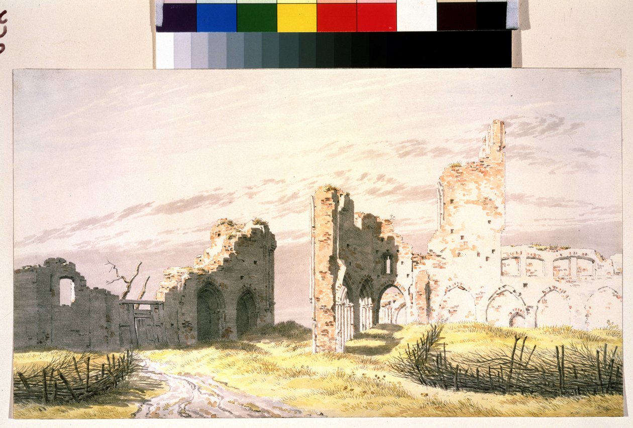 ""Näkymä Eldenin luostarin raunioista"" (A Monastery At Elden) Akvarelli Caspar David Friedrich (1774-1840) 1800-luvun Pushkin-museo Moskova tekijältä Caspar David Friedrich