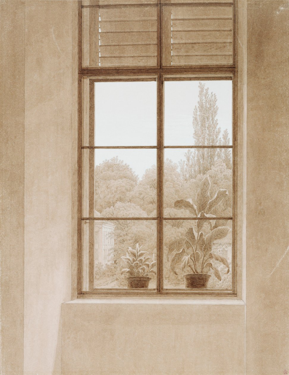 Ikkuna puistoon päin, 1810-1811. tekijältä Caspar David Friedrich