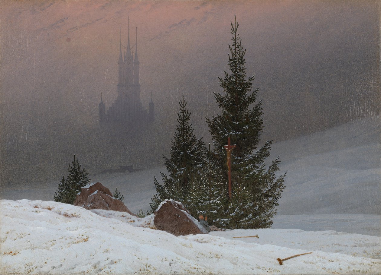 Talvimaisema, n. 1811 (öljy kankaalle) tekijältä Caspar David Friedrich