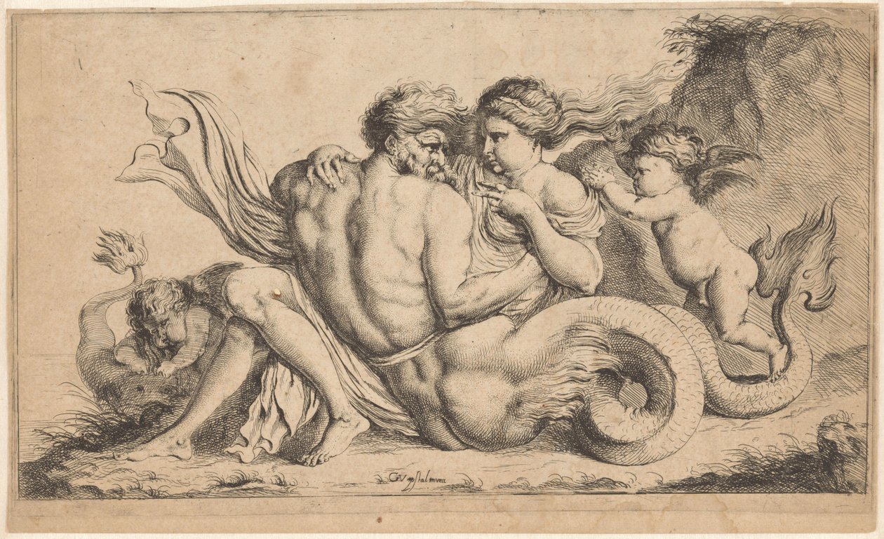 Triton nymfi tekijältä Caspar Jacob van Opstal (II) (attributed to)