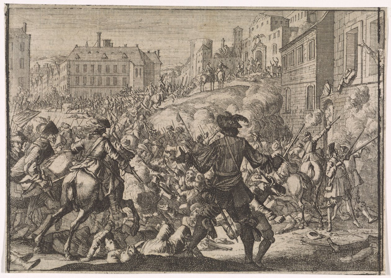 Prahan valloitus Ruotsin armeijan toimesta, 1648 tekijältä Caspar Luyken (attributed to)