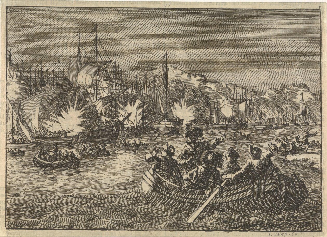 Espanjan laivasto Scheldtillä, jonka hollantilaiset vangitsivat ja polttivat, 1631 tekijältä Caspar Luyken