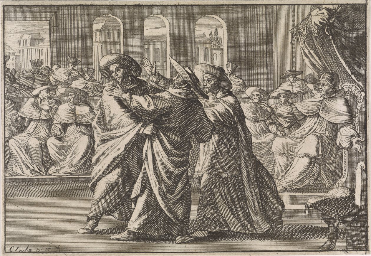 Urban VIII:n vaalien aikana kardinaali Borja ja kardinaali Antonio Barberini iskevät, 1632 tekijältä Caspar Luyken