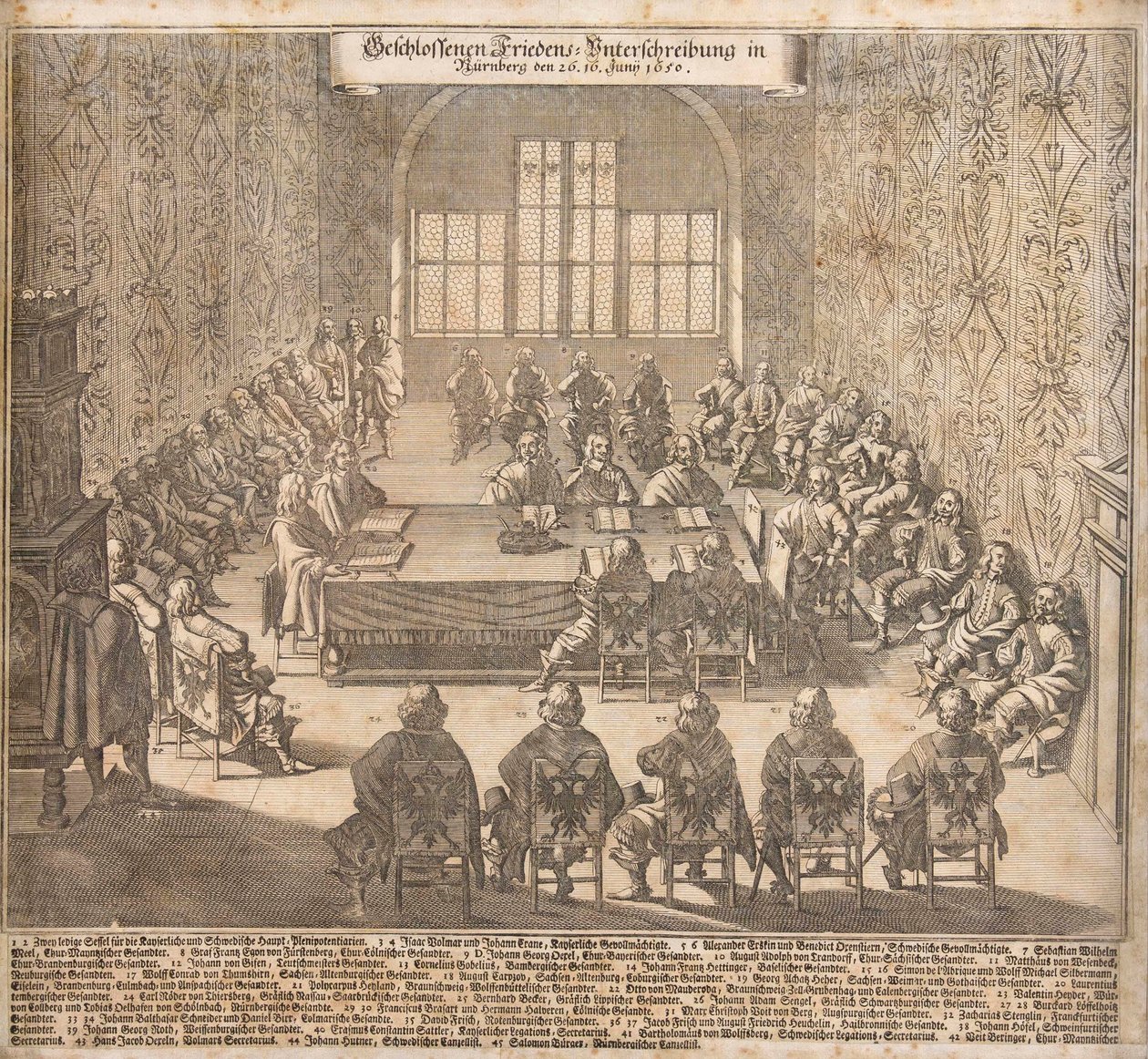 Westfalenin rauhan ratifiointi Nürnbergissä 26.6.1650, 1650. tekijältä Caspar Merian