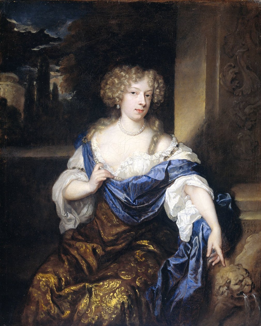 Helena Ctaharina de Witten muotokuva 91661-95, Haamsteden herran Iman moggen vaimo tekijältä Caspar Netscher