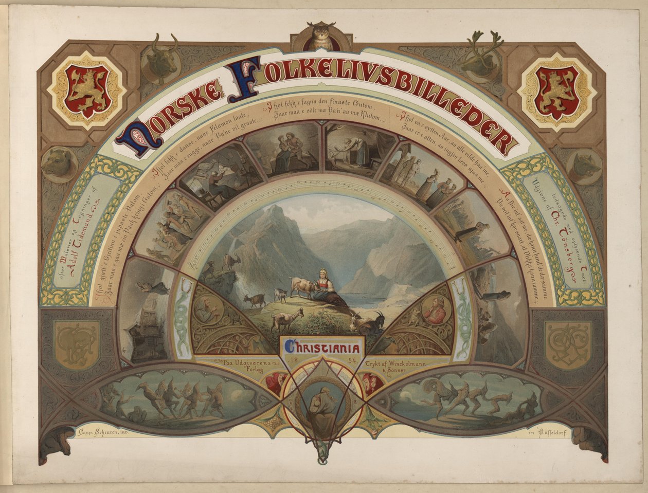 Kuvitukset heistä Norske Folkelivsbilleder av Tidemand, Adolph og utgitt av Chr. Tønsberg tekijältä Caspar Scheuren