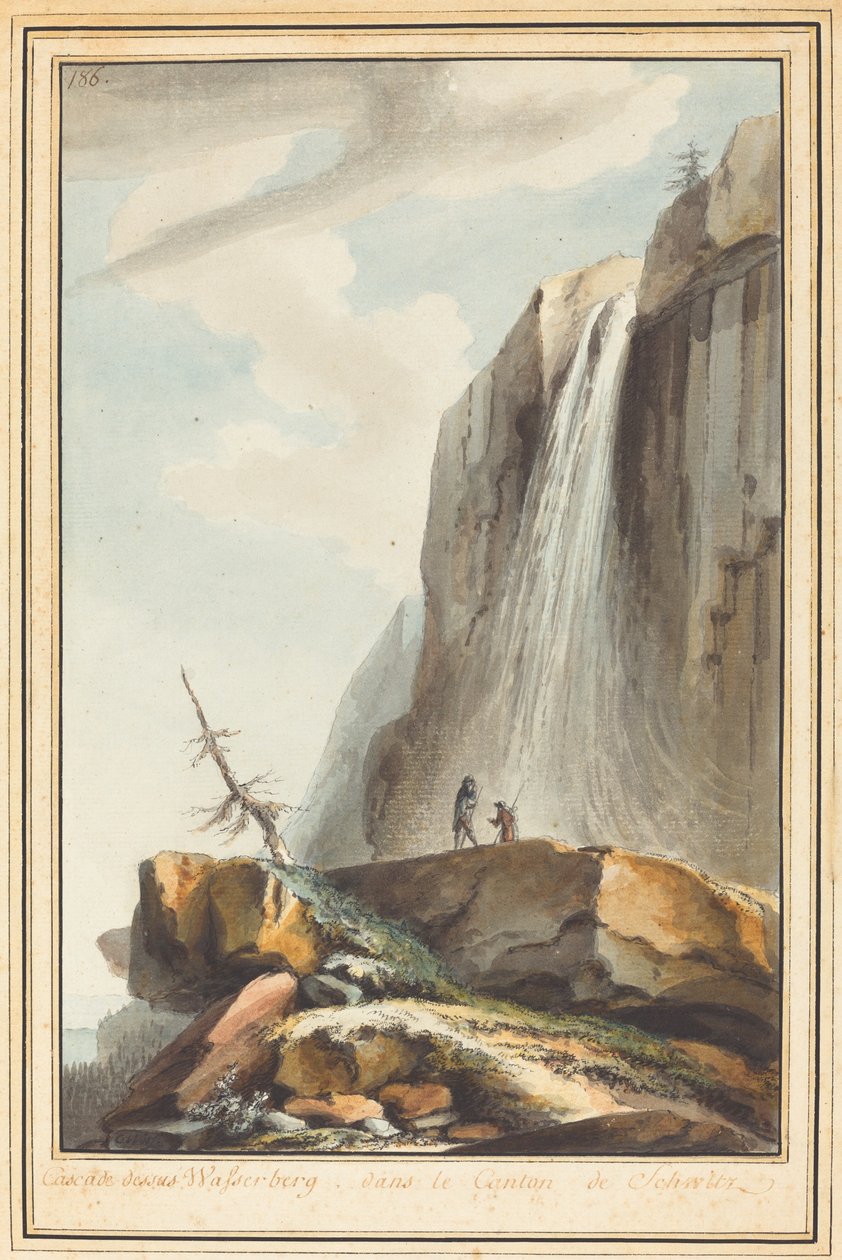 Cascade dessus Wasserberg (vesiputous Wasserbergin yläpuolella) tekijältä Caspar Wolf