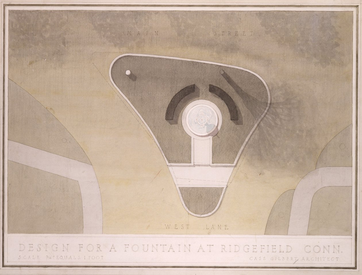 (Design for Fountain, Ridgefield, Connecticut) tekijältä Cass Gilbert