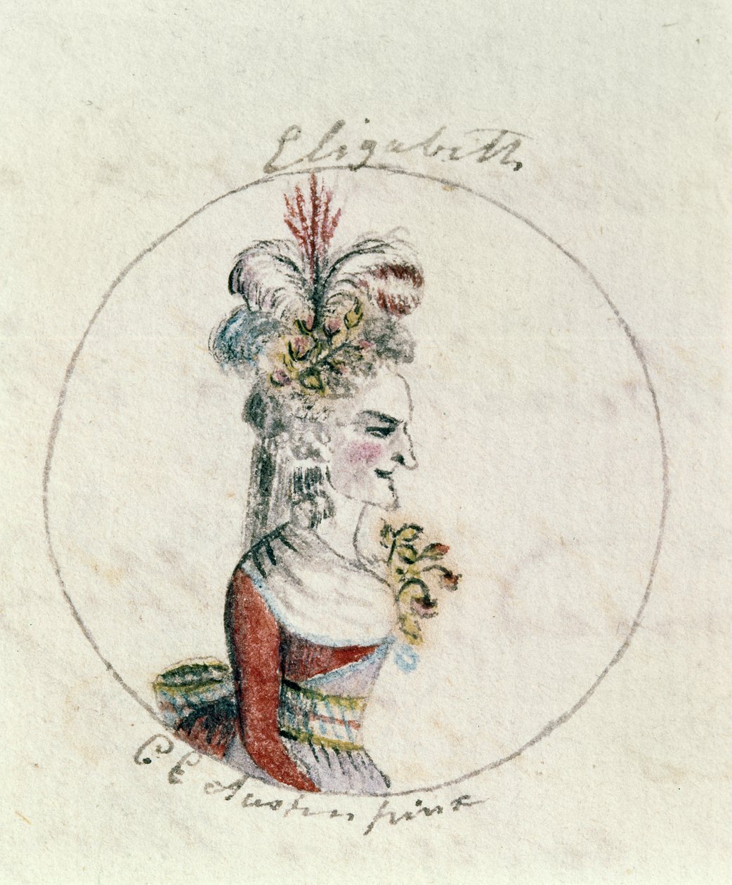 Kuningatar Elisabet I, n.1790 (tussi ja muste ja wc paperille). tekijältä Cassandra Austen