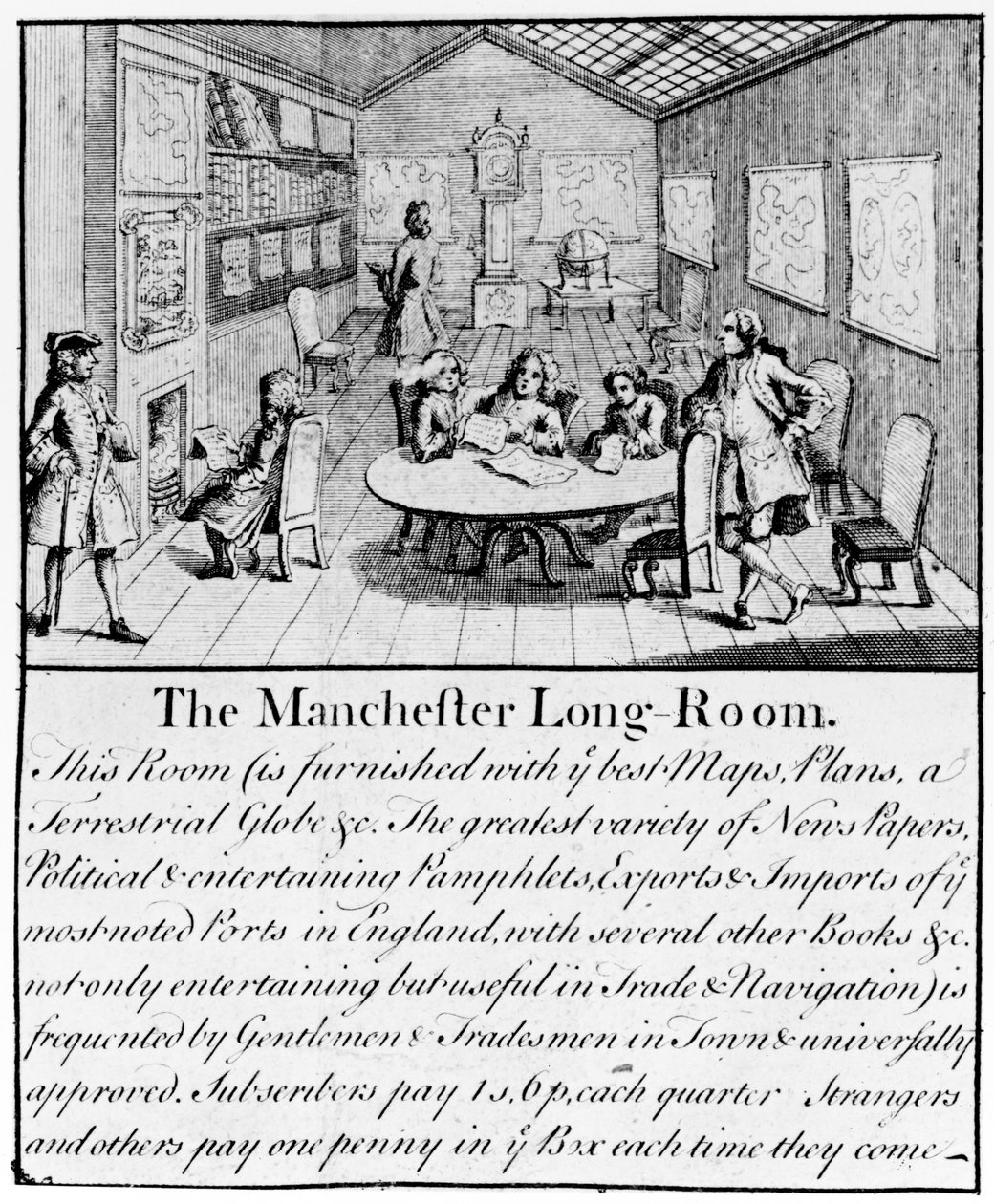 Manchesterin pitkä huone, 1751 (yksityiskohta numerosta 466271) tekijältä Casson and Berry