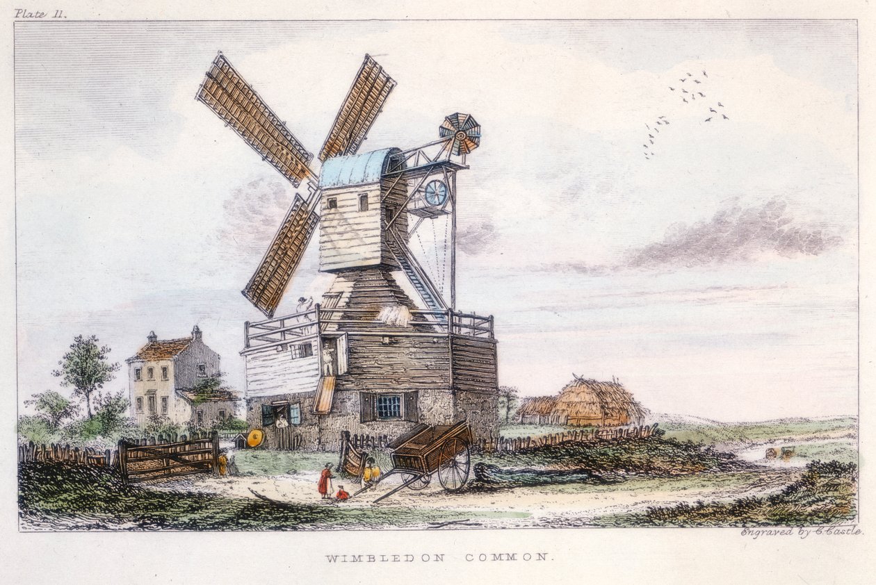 Postitehdas, Wimbledon Common, lähellä Lontoota, vuodelta 1840 tekijältä Castle