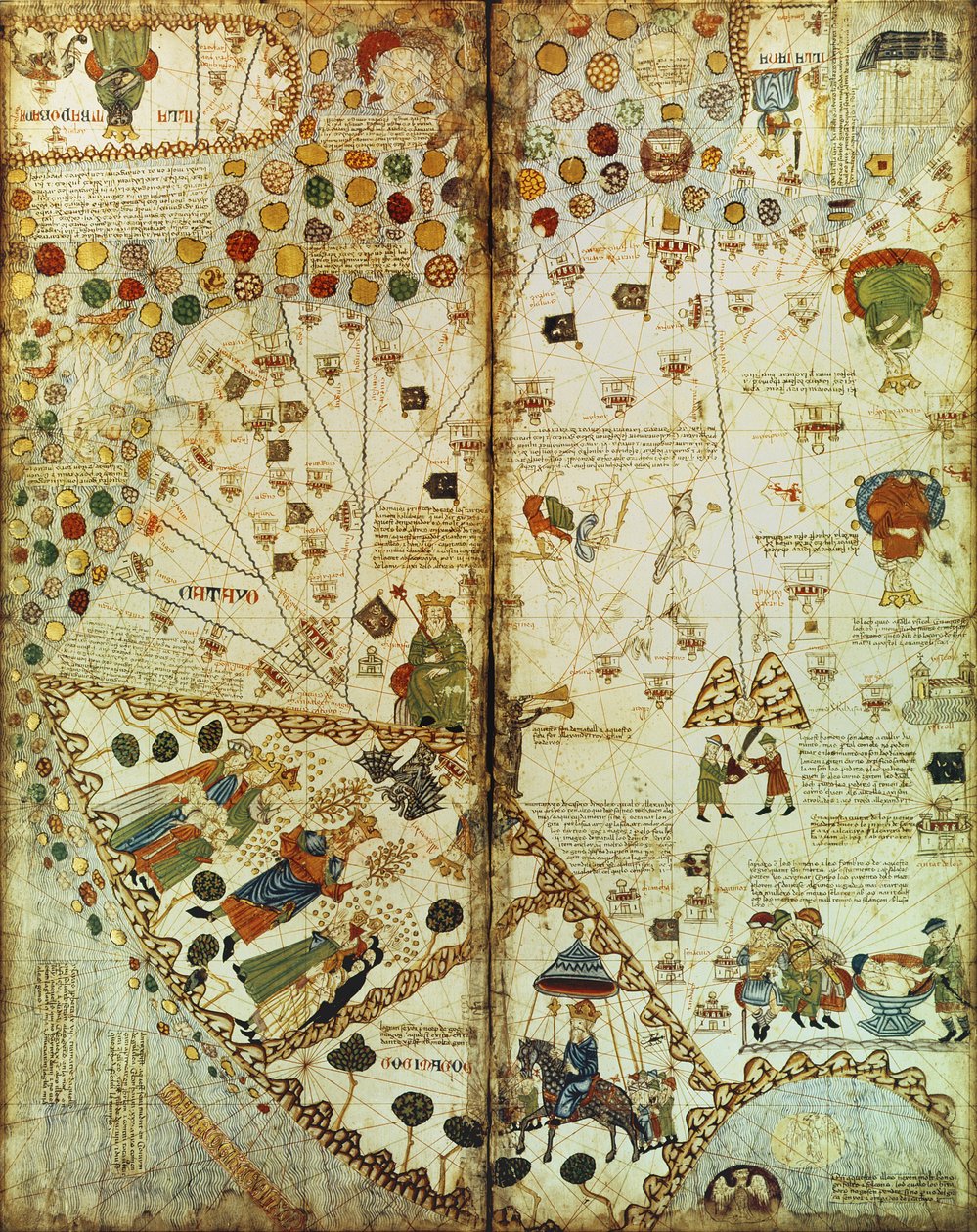 7249 Esp.30 f.2v-3 Detalye mula sa isang Catalan World Map, 1375 finn tekijältä Catalan School