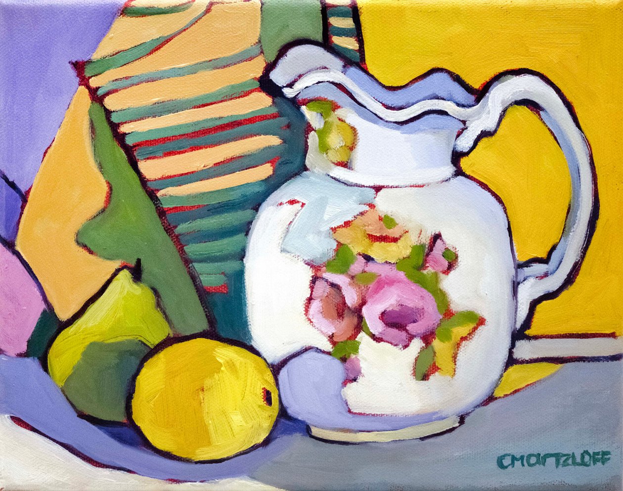 Floral Fusion, 2024 (öljy kankaalle) tekijältä Catherine J Martzloff