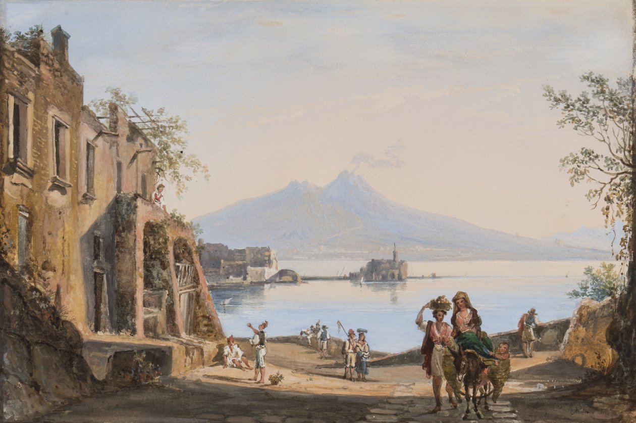 Näkymä Vesuviukselle Mergellinasta, n. 1845 tekijältä Catherine Louisa Marlay