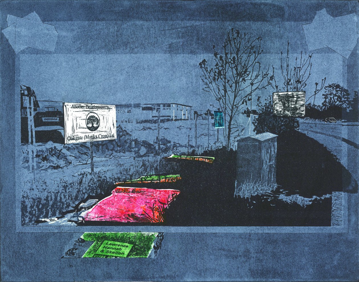 Värien legioona, 2015 (linoleikkaus ja etsaus) tekijältä Catherine Sutcliffe-Fuller