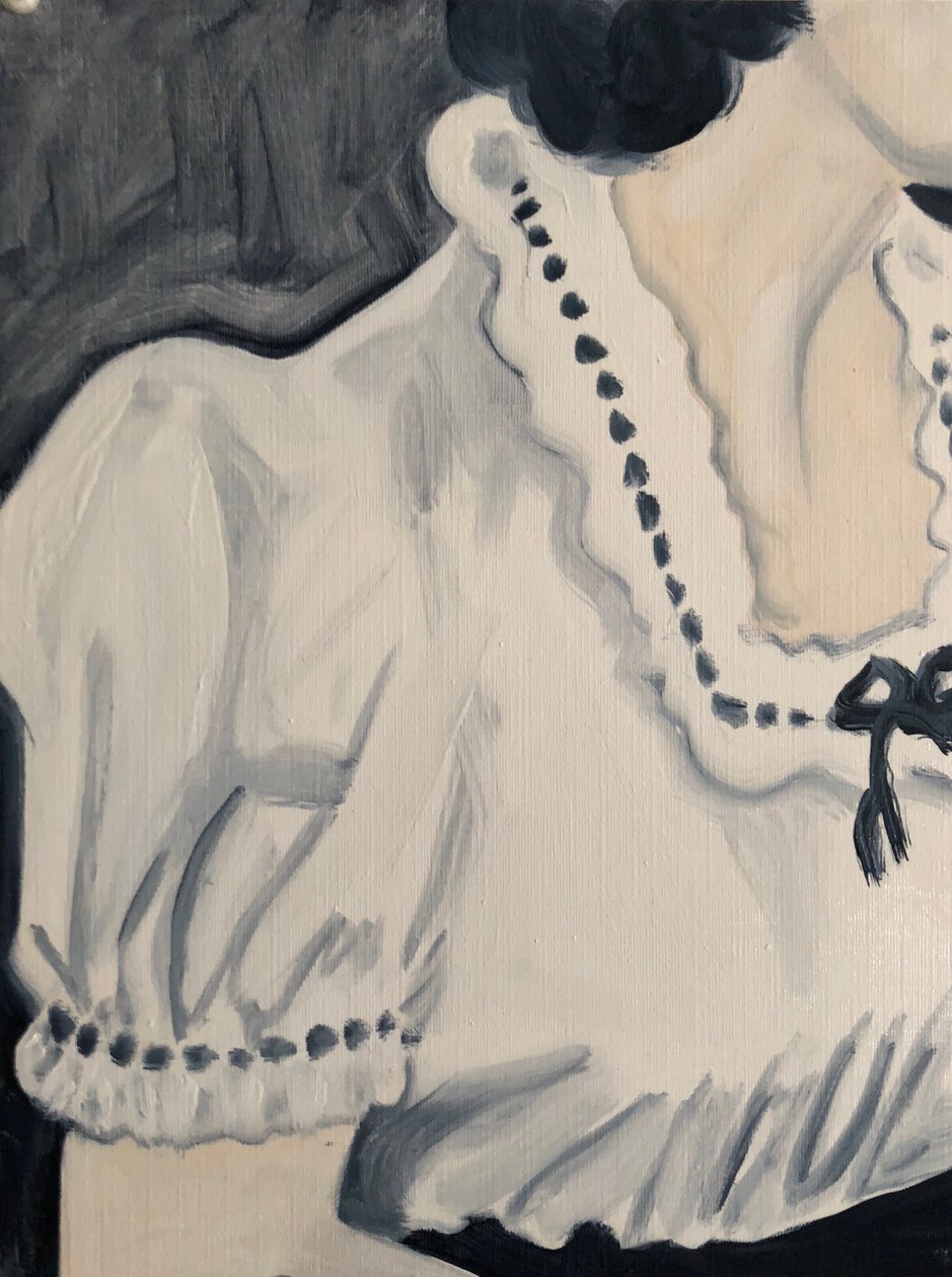 Broderie, 2018 (öljy paperille) tekijältä Cathy Lomax