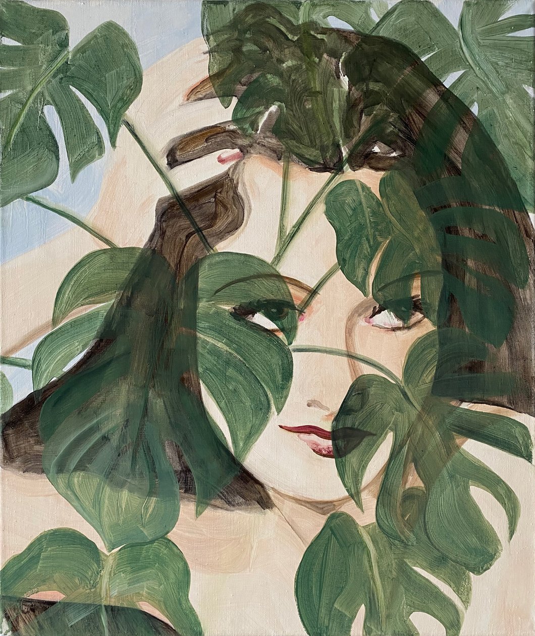 Camouflage, 2022 (öljy pellavalle) tekijältä Cathy Lomax