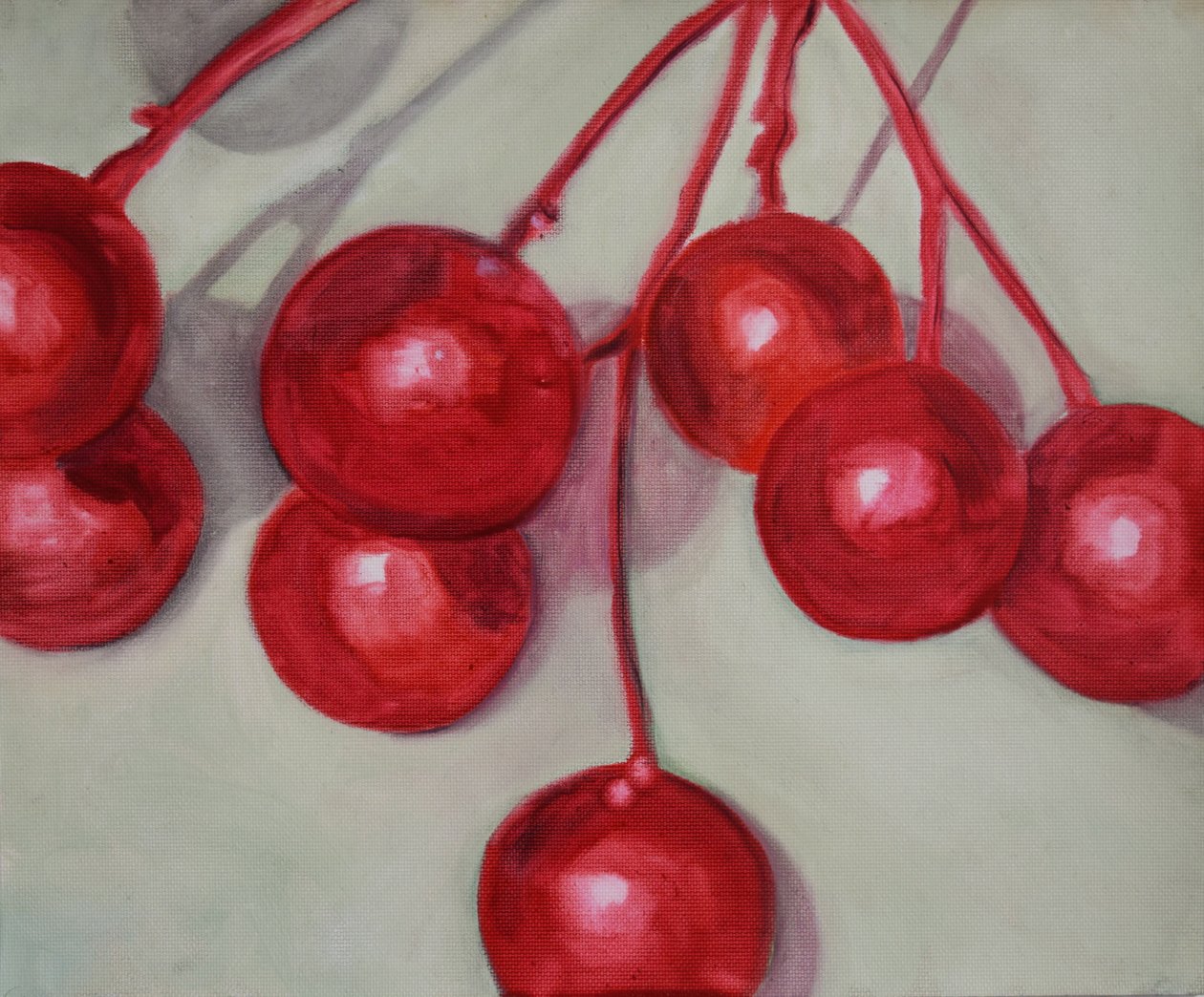 Kirsikat, 2013 (öljy paperille) tekijältä Cathy Lomax