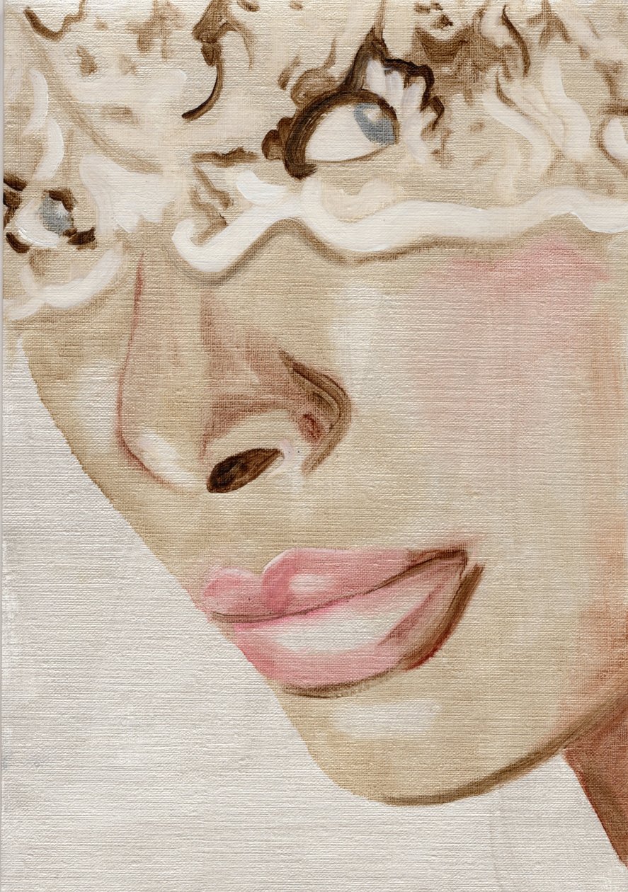 Lace Face, 2019 (öljy  akryyli paperille) tekijältä Cathy Lomax