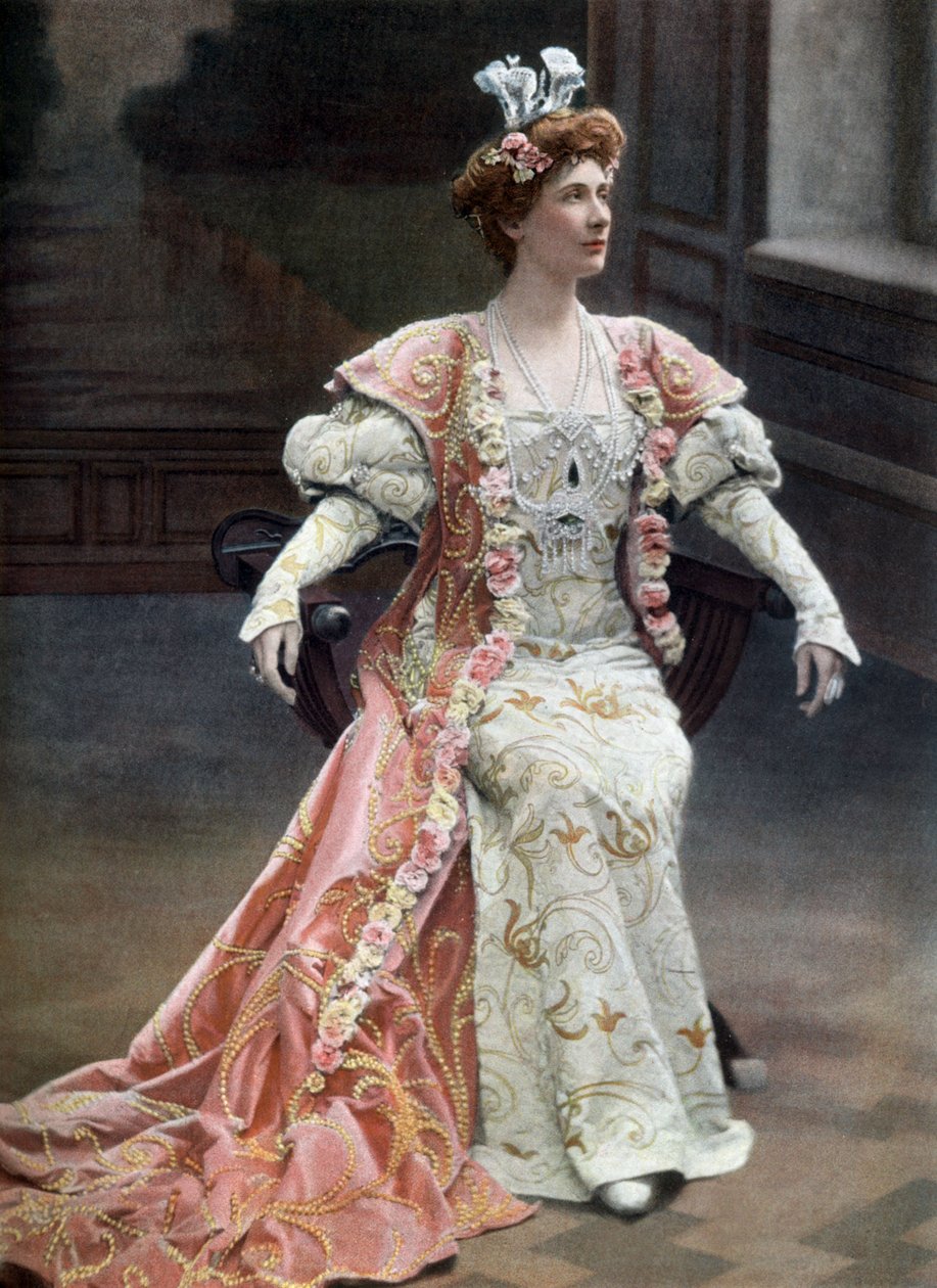 Skotlantilainen oopperalaulaja Mary Garden (1874-1967) Orlandana oopperassa "La reine Fiammette" Pariisissa, kuva Cautin et Berger ranskalaisesta "Le Theatre" -lehdestä 11. helmikuuta tekijältä Cautin and Berger