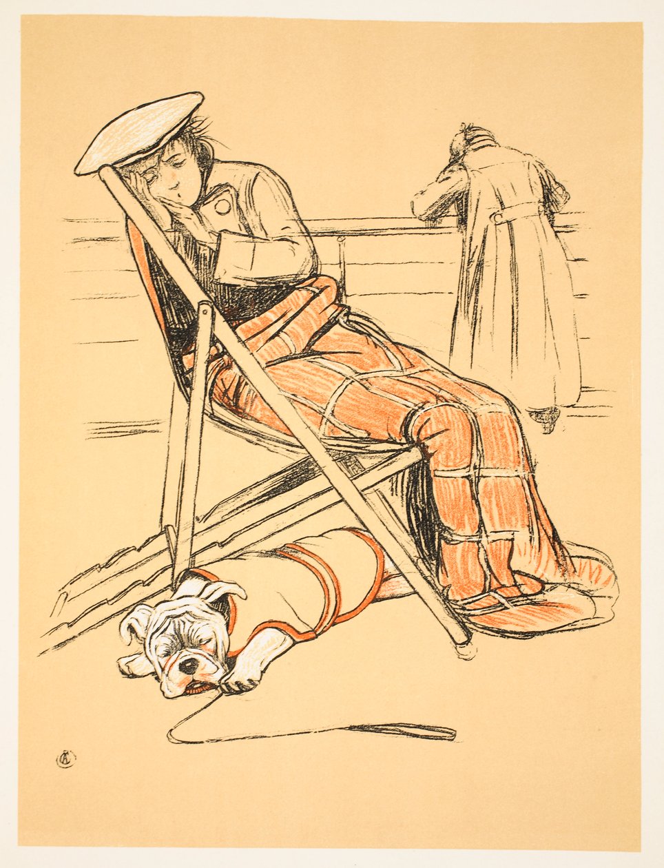 My Miserable Mistress, From Homo Dog, Story of Foolish Dog Aldin, Cecil Charles Windsor (1870-1935), julkaissut William Heineman, 1905. Kuvitus, 1. painos, liitu ja värikynä paperilla tekijältä Cecil Charles Windsor Aldin