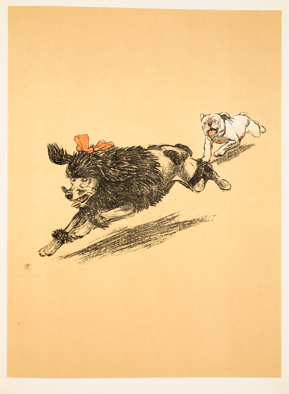 Chase, elokuvasta "A Gay Dog, Story of a Foolish Year", 1905 (liitu ja värikynä paperilla) tekijältä Cecil Charles Windsor Aldin