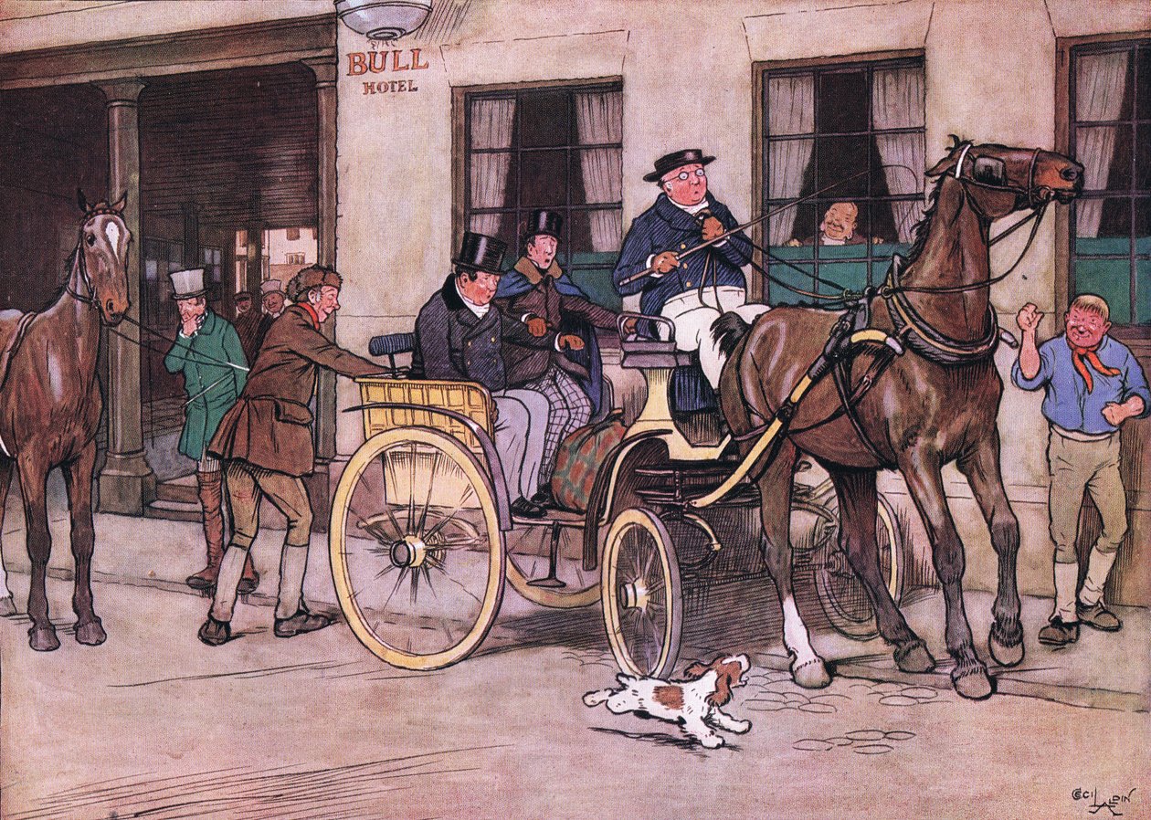 Vau! huudahti herra Pickwick. Vau! toistivat herra Tupman ja herra Snodgrass roskakorista tekijältä Cecil Charles Windsor Aldin